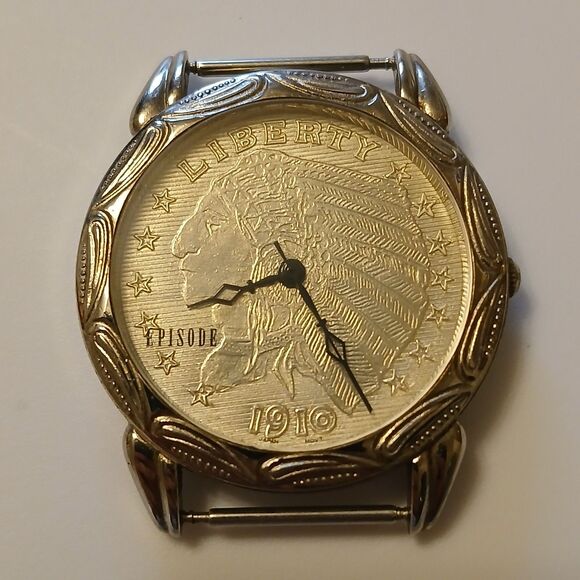 Vtg Liberty Episode 1910 Indian Head Quartz Watch Case Japan Movt - Corrosion - Picture 1 of 16